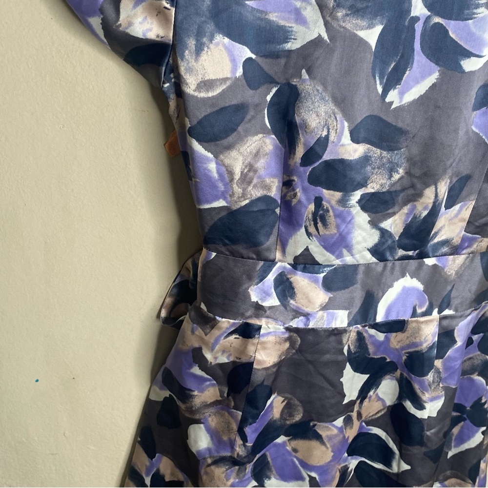 Banana Republic Short Sleeve Silk Dress Retro Pattern Size 0 Petite - Picture 10 of 16